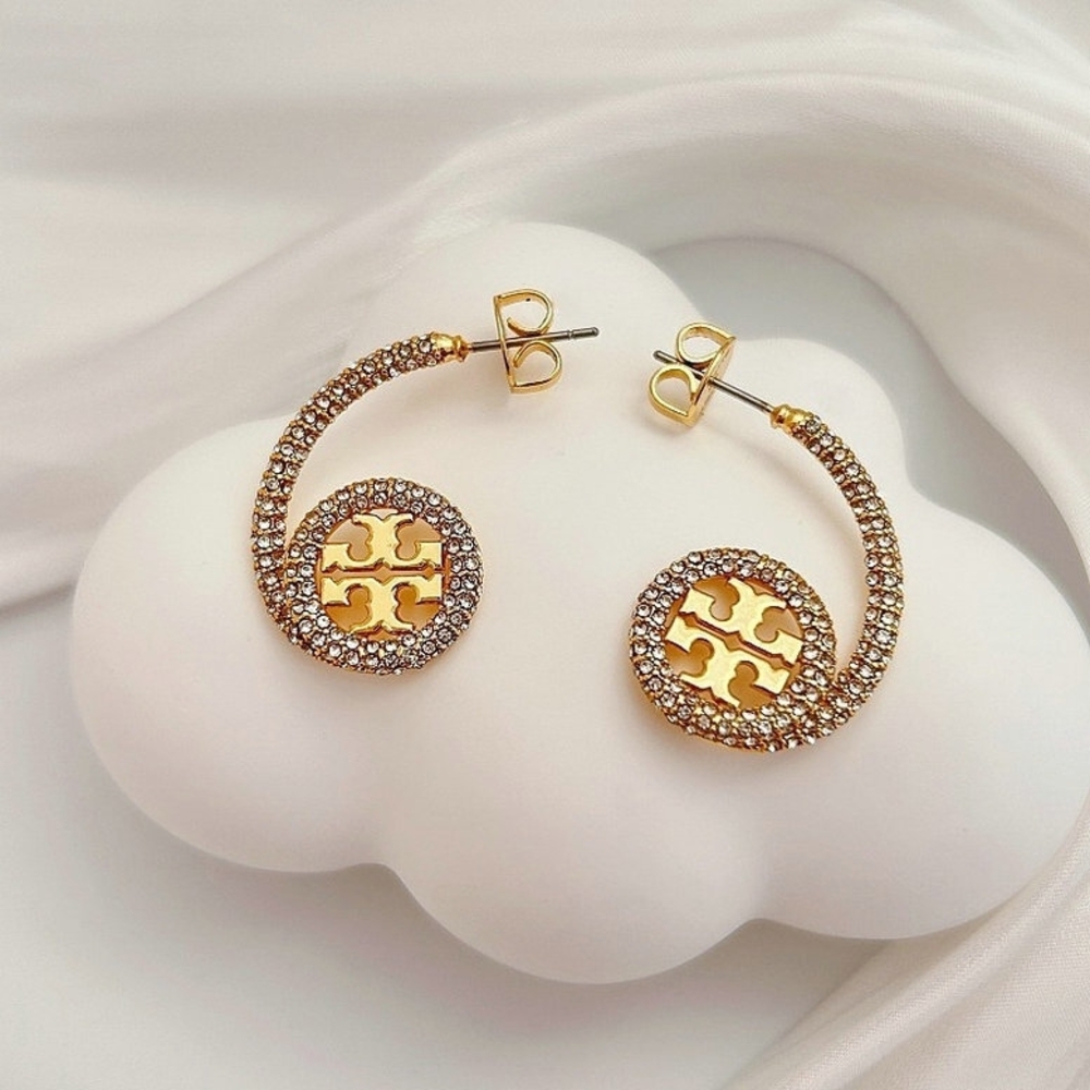 Tory Burch ICON PAVÉ LOOP EARRINGS